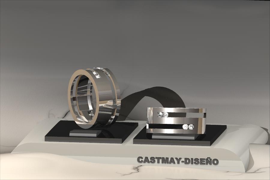 Alianza de oro blanco con diamantes