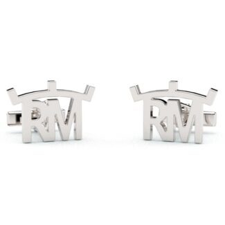 Gemelos Personalizados Iniciales RM con Corona baño de rodio