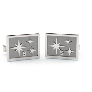 Gemelos Personalizados Inicial S con Estrellas baño de rodio
