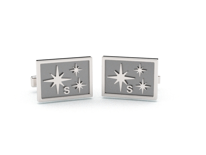 Gemelos Personalizados Inicial S con Estrellas baño de rodio Gemelos Personalizados Inicial S con Estrellas baño de rodio