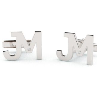 Gemelos Personalizados Iniciales JM con Brillantes baño de rodio