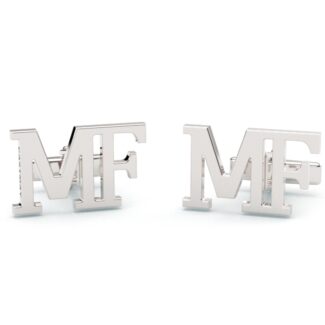 Gemelos Personalizados Iniciales MF con Brillantes baño de rodio