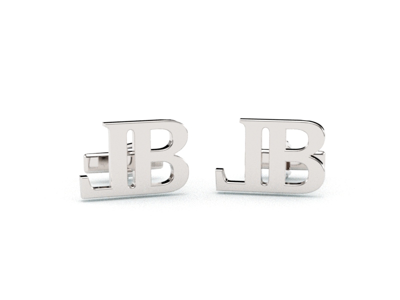 Gemelos Personalizados Iniciales LB baño de rodio