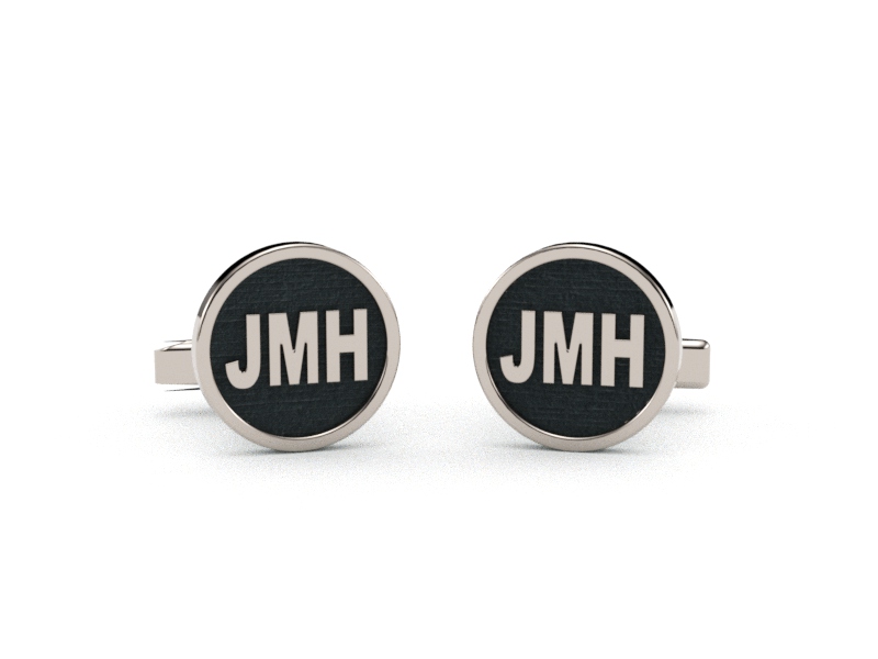 Gemelos Personalizados Iniciales JMH baño de rodio
