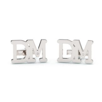Gemelos Personalizados Iniciales DM con Brillantes baño de rodio